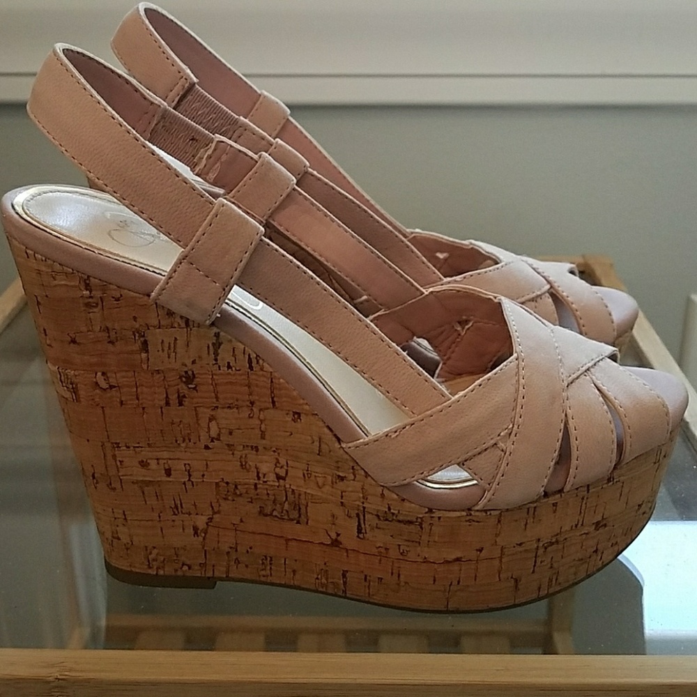 Strappy blush Jessica Simpson wedges